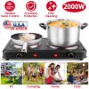 2000W Electric Infrared Dual Burner Portable Heating Hot Plate Stove Countertop RV Hotplate with 7.5” & 6.3” Glass Cooktop Stepless Temperature Adjust