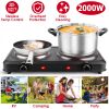 2000W Electric Infrared Dual Burner Portable Heating Hot Plate Stove Countertop RV Hotplate with 7.5” & 6.3” Glass Cooktop Stepless Temperature Adjust