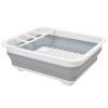 Collapsible Dish Drying Rack Folding Dish Draining Board Dinnerware Basket w/ Utensil Holder Drainer Board